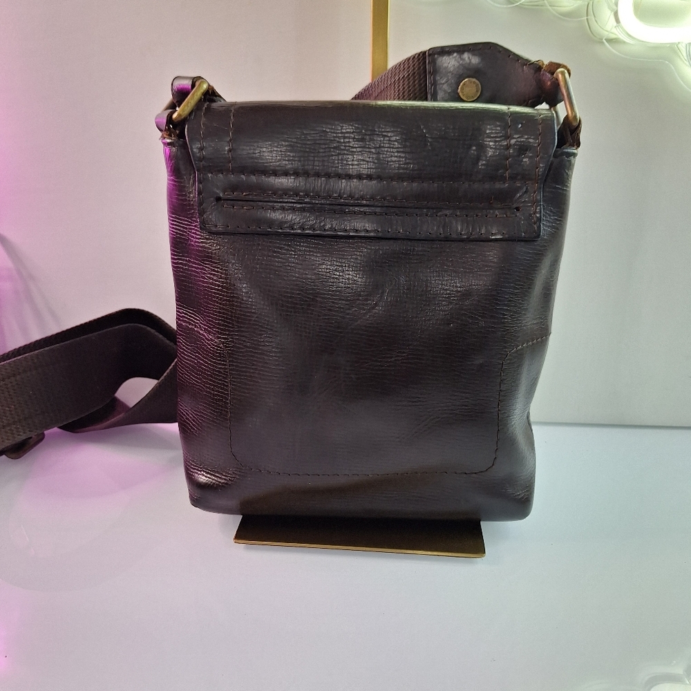 Brown Messenger Bag with Adjustable Strap and Flap Closure - Picture 5 of 10